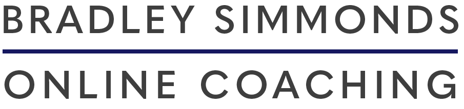 Bradley Simmonds Online Coaching logo with a blue stripe in the middle.