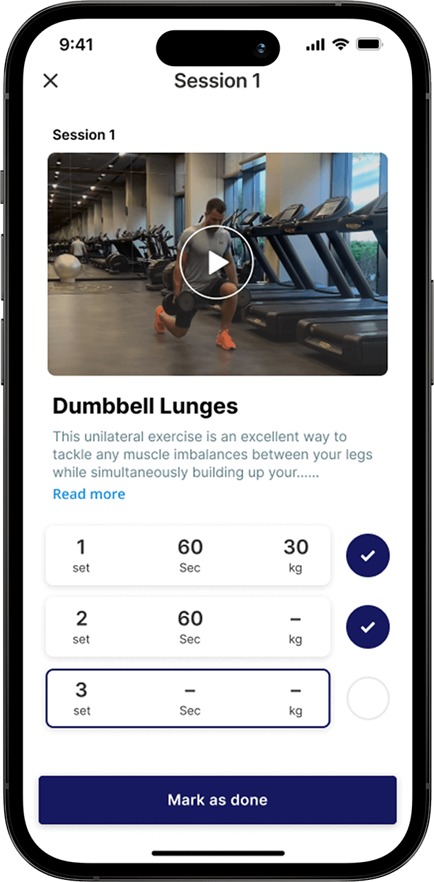 Bradley Simmonds app training screen