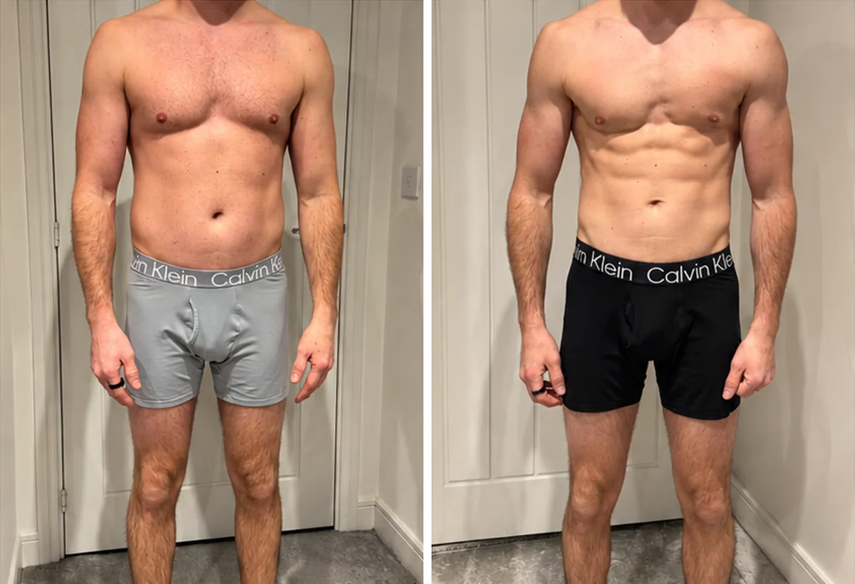 Client before and after: man, front view