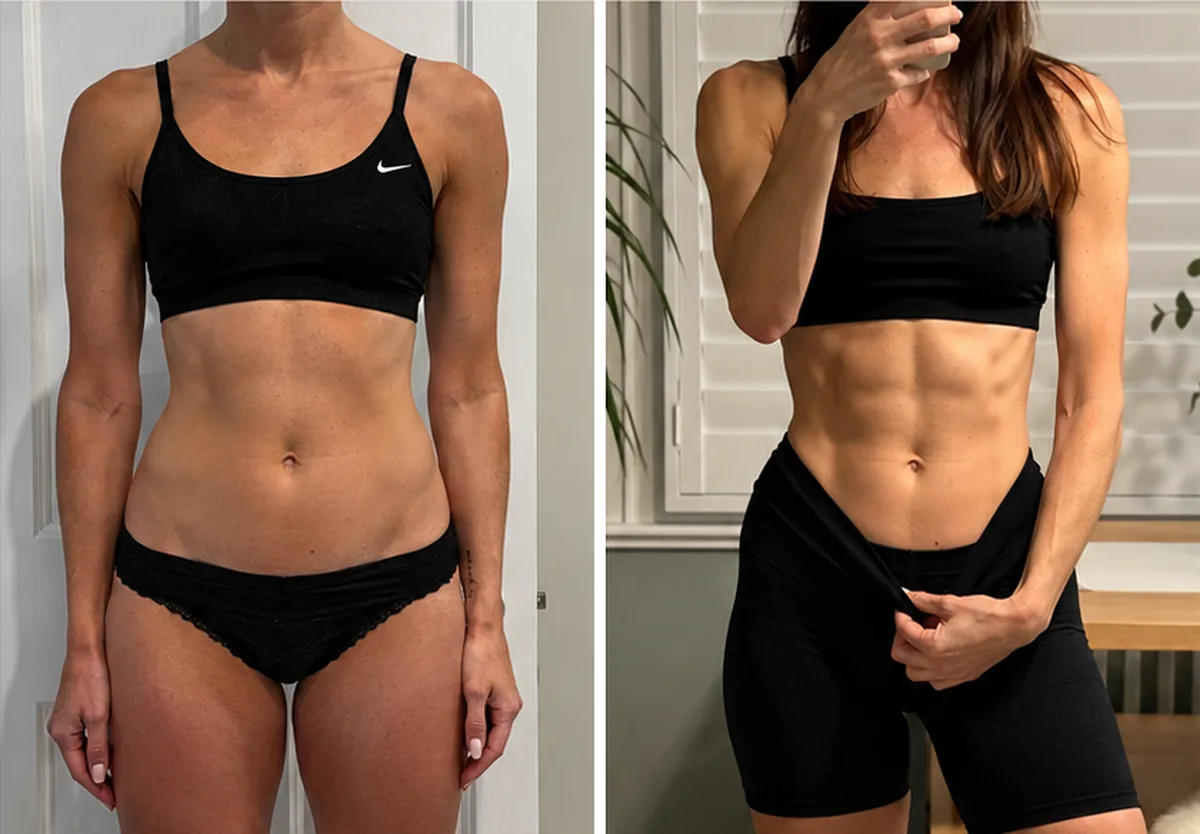 Client before and after: woman, front view