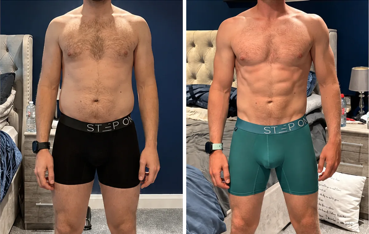Client before and after: man, front view