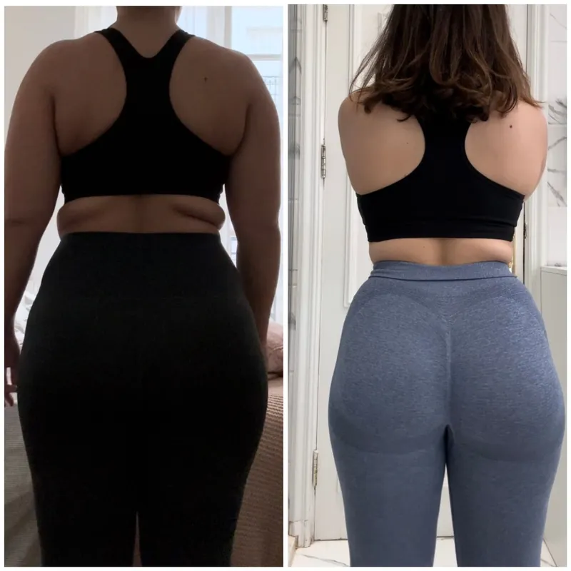 Client before and after: woman, back view